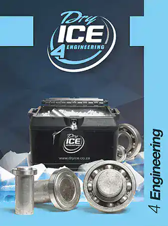 Industrial dry ice engineering equipment with metal fittings and containers.
