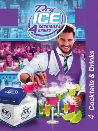 Bartender preparing colorful cocktails with dry ice at a bar.